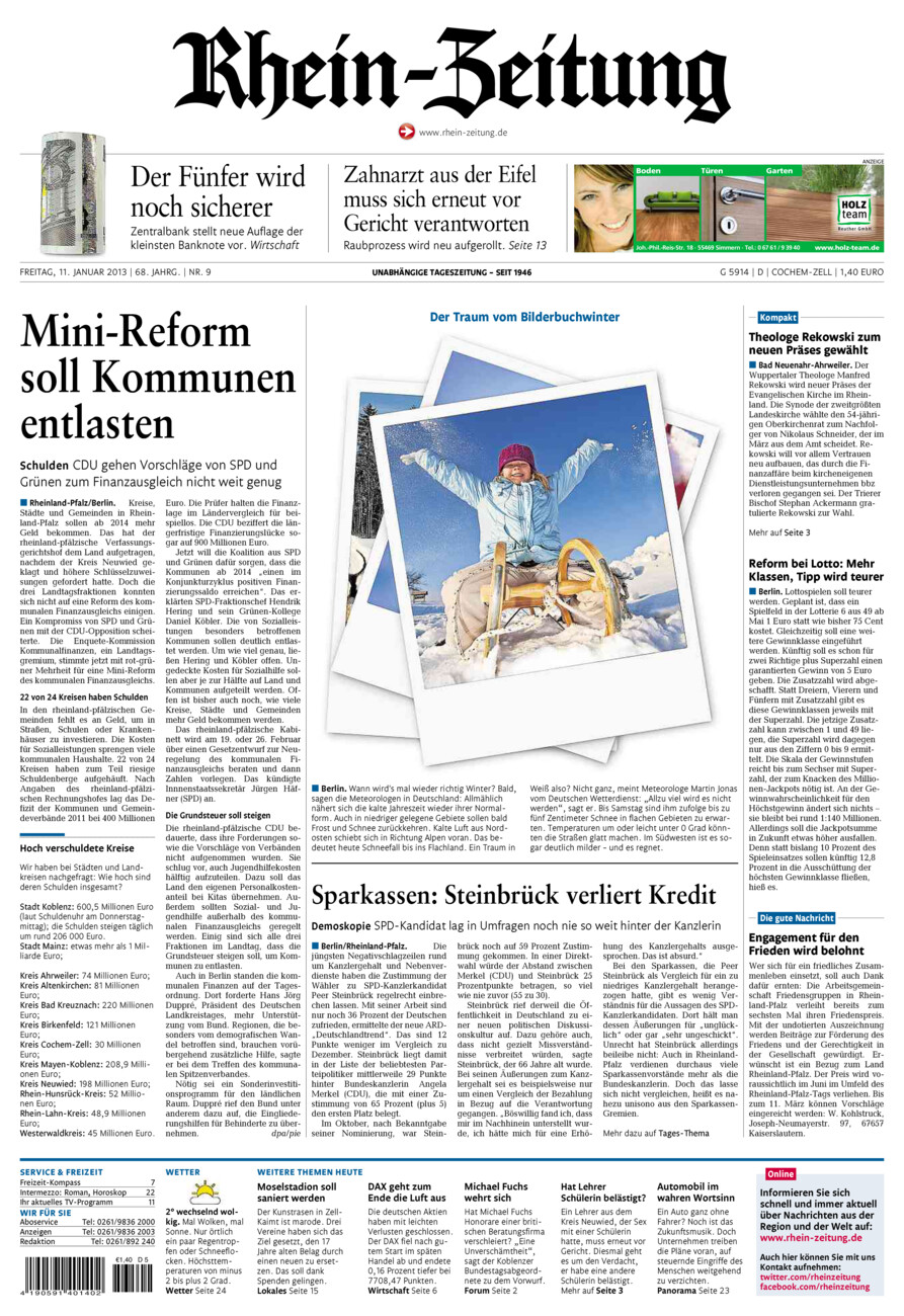 Rhein-Zeitung Kreis Cochem-Zell vom Freitag, 11.01.2013