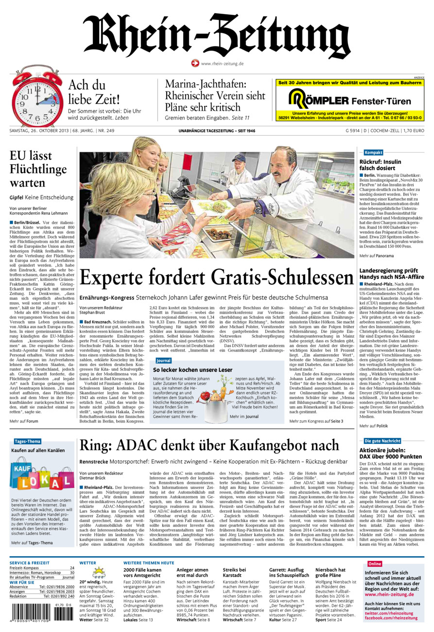 Rhein-Zeitung Kreis Cochem-Zell vom Samstag, 26.10.2013