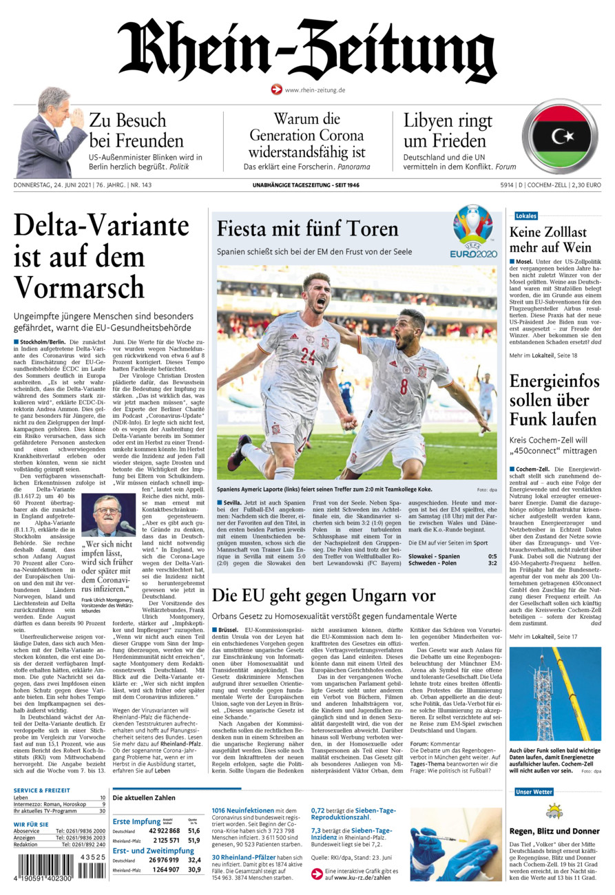 Rhein-Zeitung Kreis Cochem-Zell vom Donnerstag, 24.06.2021
