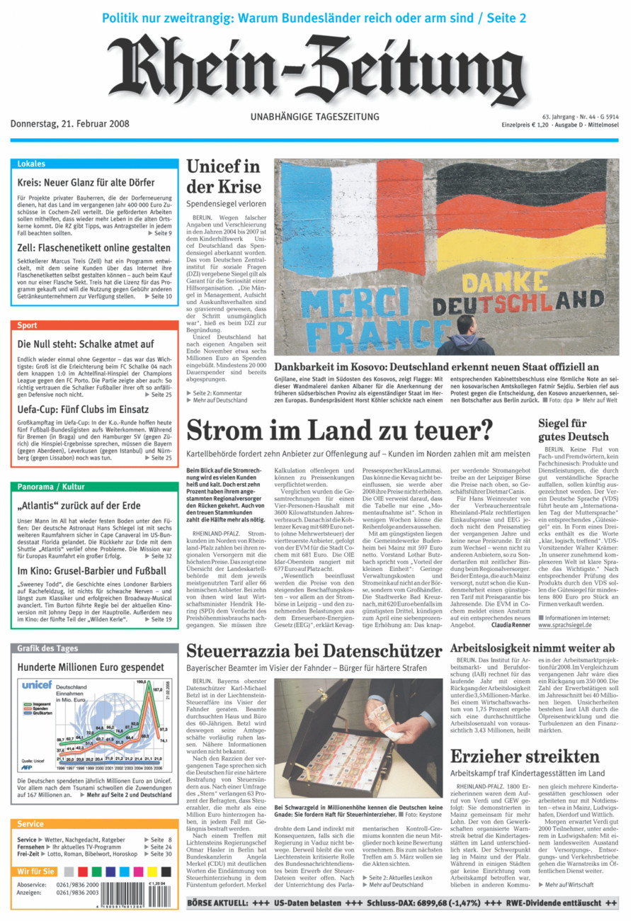 Rhein-Zeitung Kreis Cochem-Zell vom Donnerstag, 21.02.2008