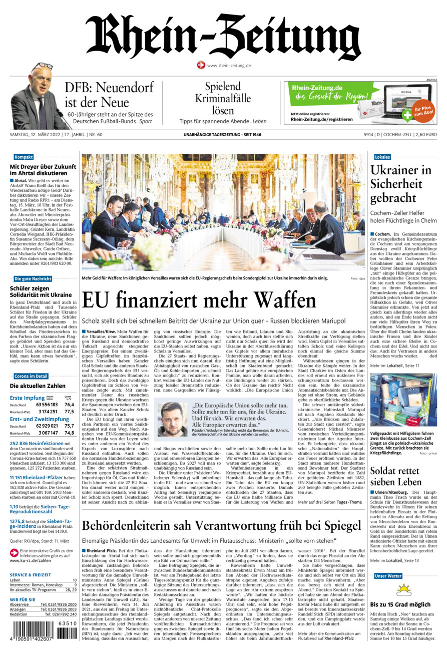 Rhein-Zeitung Kreis Cochem-Zell vom Samstag, 12.03.2022