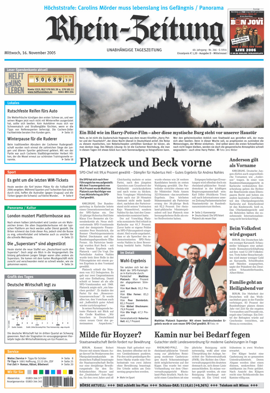 Rhein-Zeitung Kreis Cochem-Zell vom Mittwoch, 16.11.2005