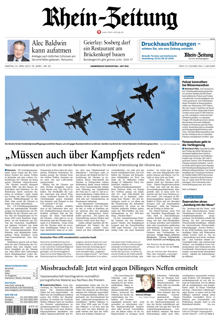 Rhein-Zeitung Kreis Cochem-Zell vom Samstag, 22.04.2023