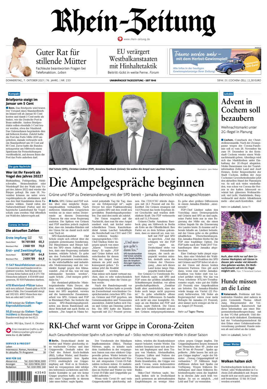 Rhein-Zeitung Kreis Cochem-Zell vom Donnerstag, 07.10.2021