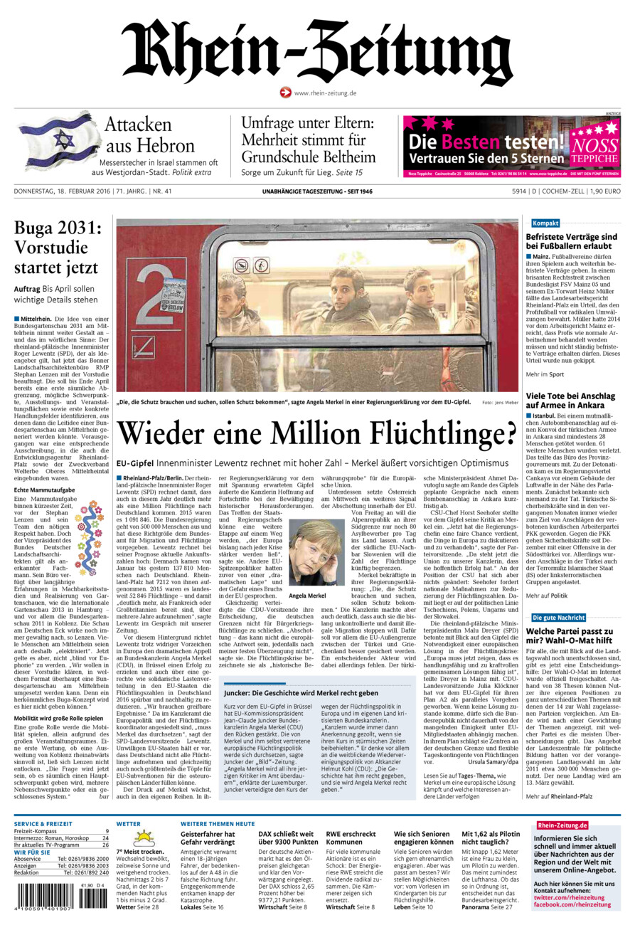 Rhein-Zeitung Kreis Cochem-Zell vom Donnerstag, 18.02.2016