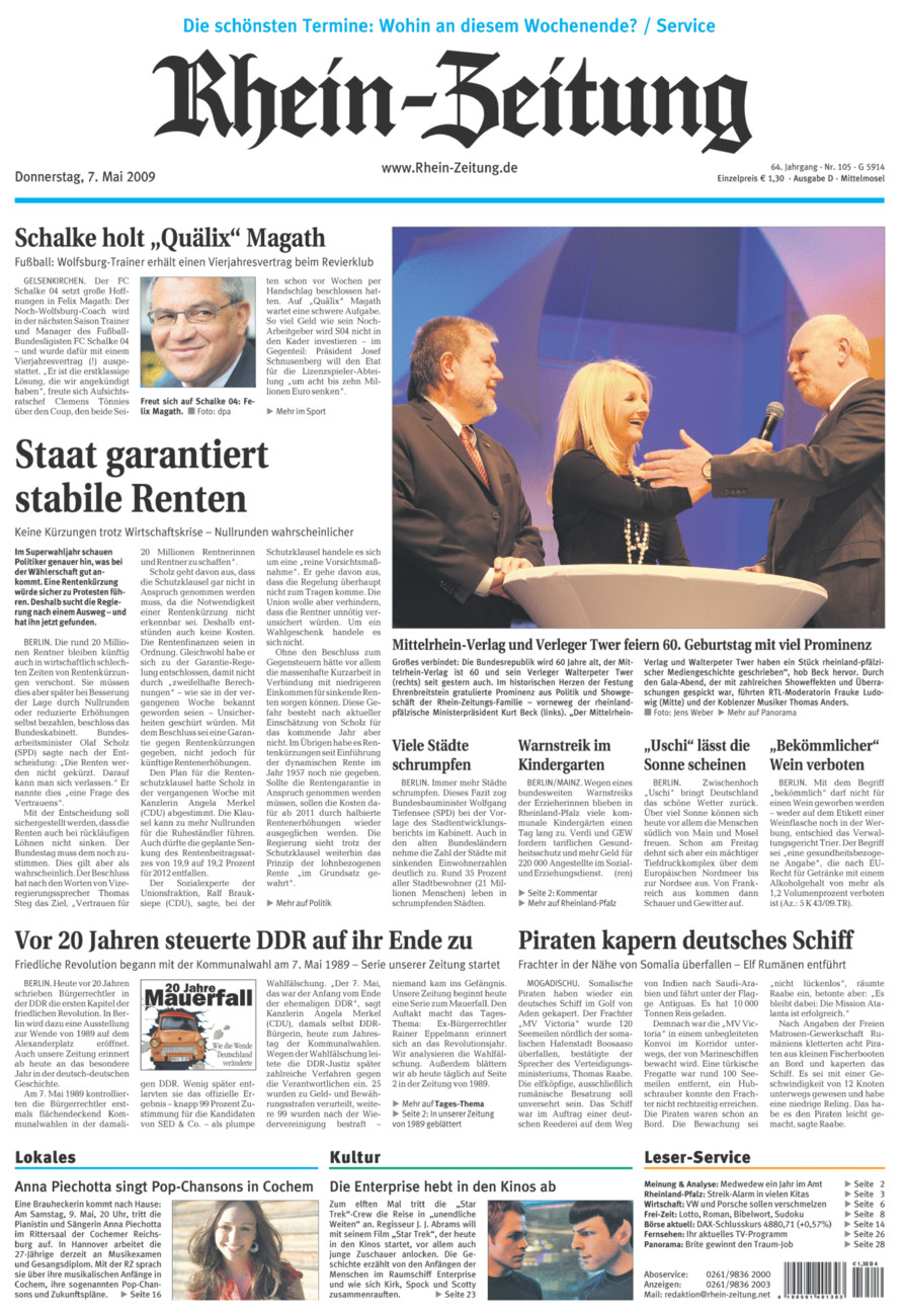 Rhein-Zeitung Kreis Cochem-Zell vom Donnerstag, 07.05.2009