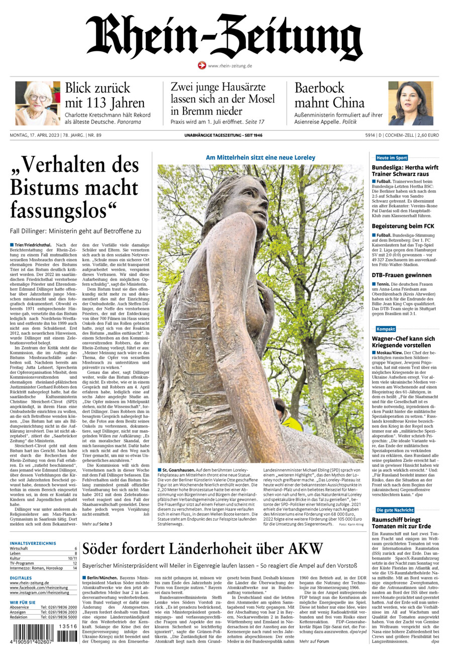 Rhein-Zeitung Kreis Cochem-Zell vom Montag, 17.04.2023