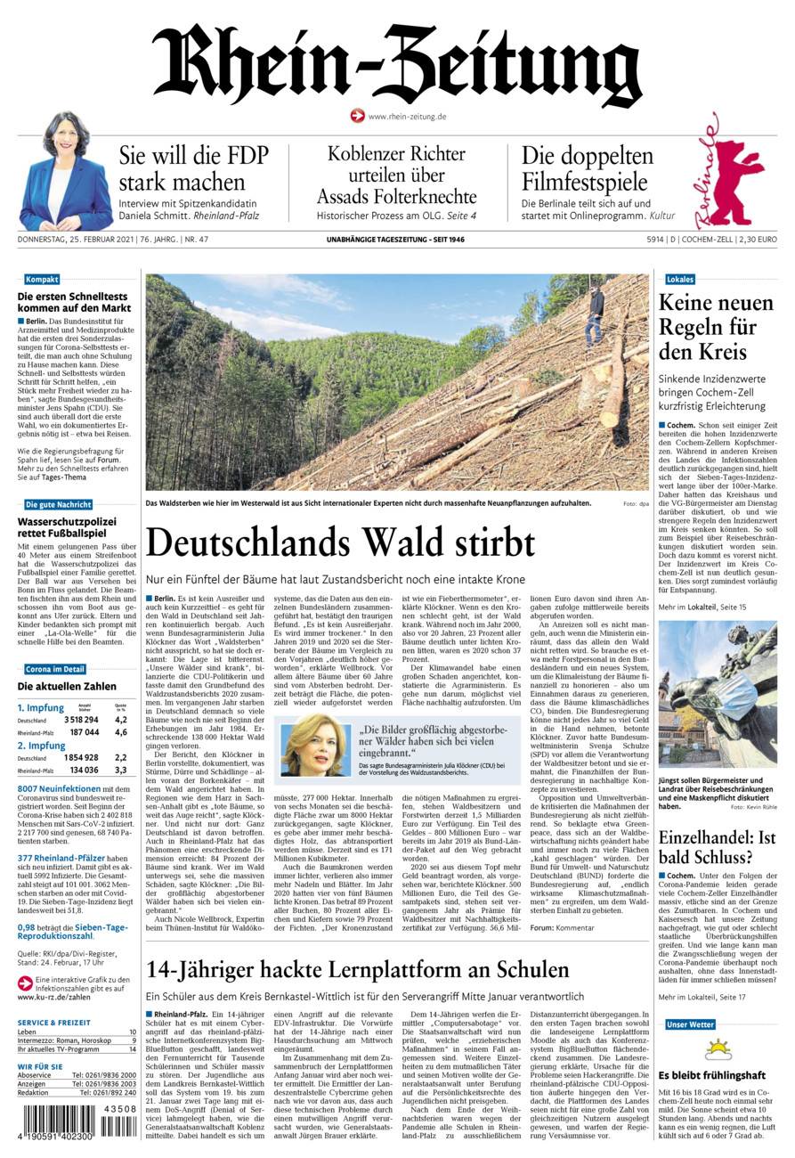 Rhein-Zeitung Kreis Cochem-Zell vom Donnerstag, 25.02.2021