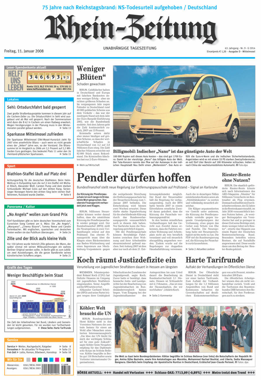 Rhein-Zeitung Kreis Cochem-Zell vom Freitag, 11.01.2008