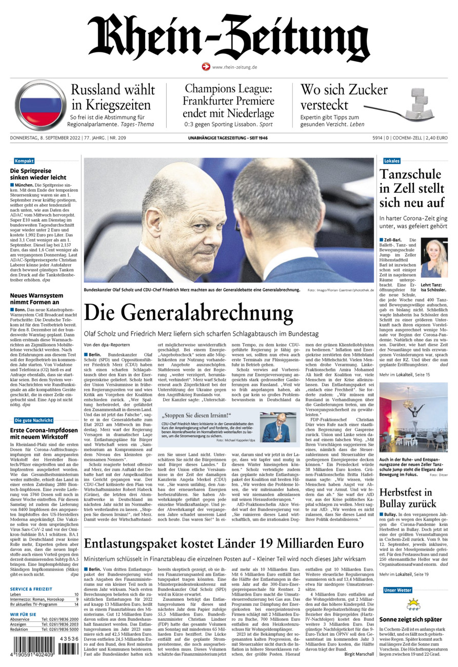 Rhein-Zeitung Kreis Cochem-Zell vom Donnerstag, 08.09.2022