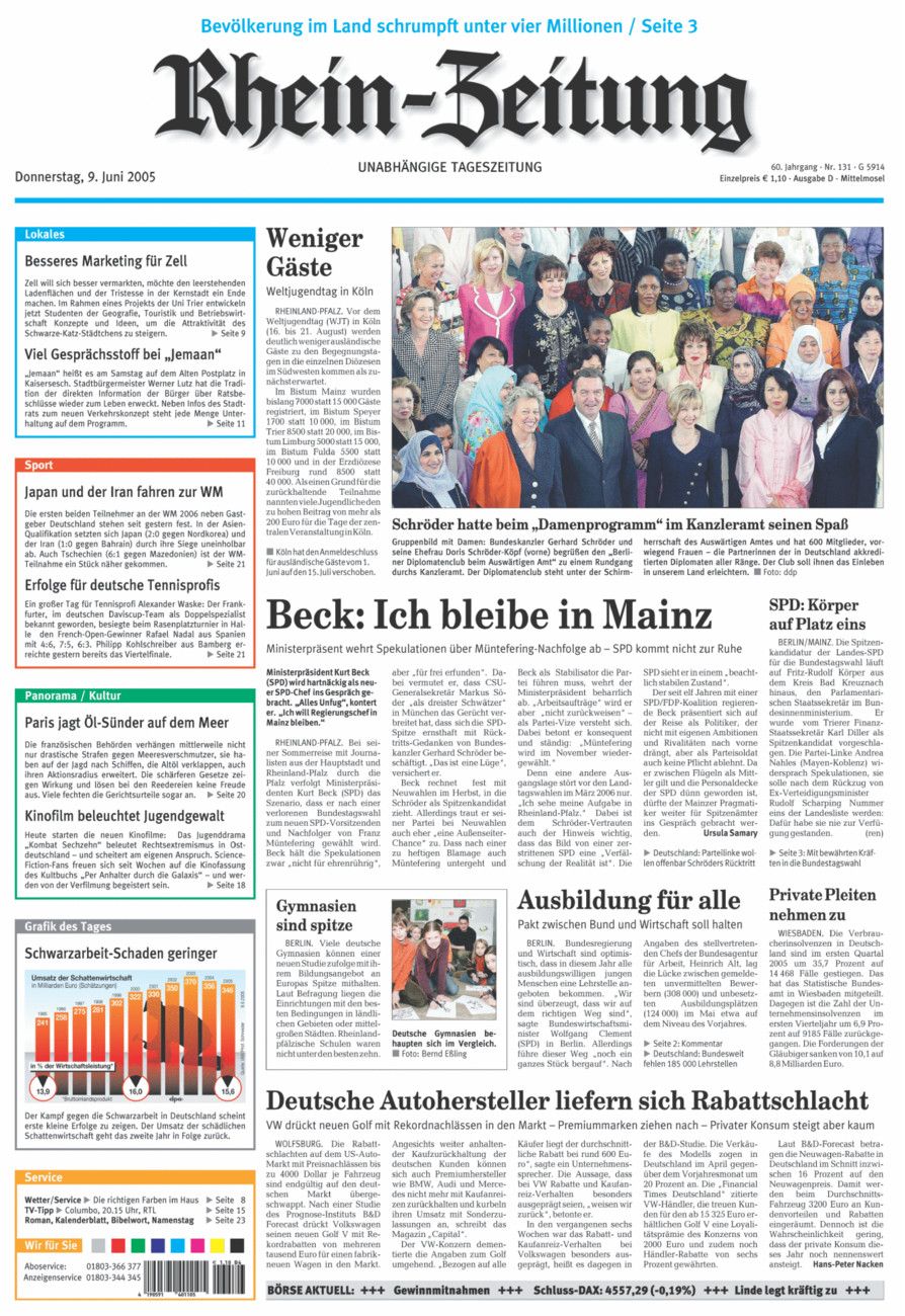 Rhein-Zeitung Kreis Cochem-Zell vom Donnerstag, 09.06.2005