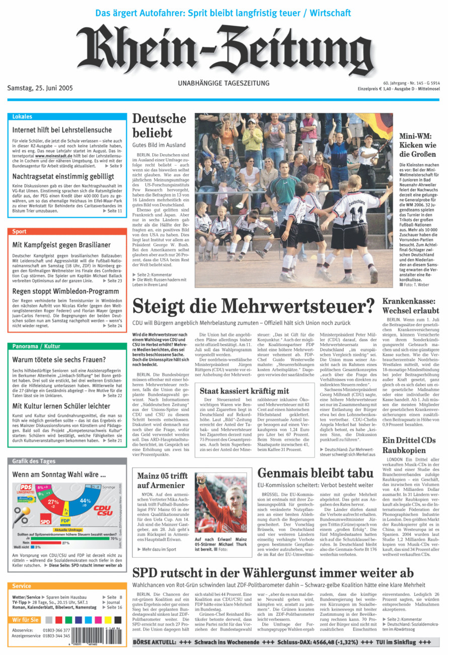 Rhein-Zeitung Kreis Cochem-Zell vom Samstag, 25.06.2005