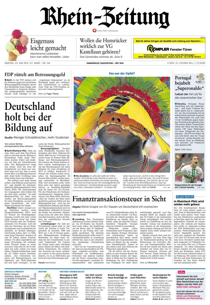 Rhein-Zeitung Kreis Cochem-Zell vom Samstag, 23.06.2012