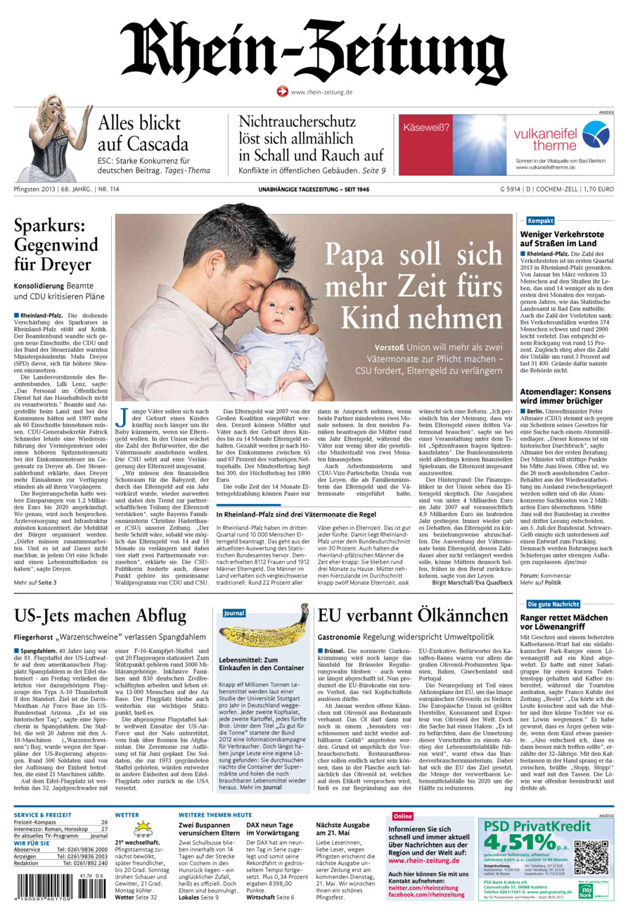 Rhein-Zeitung Kreis Cochem-Zell vom Samstag, 18.05.2013
