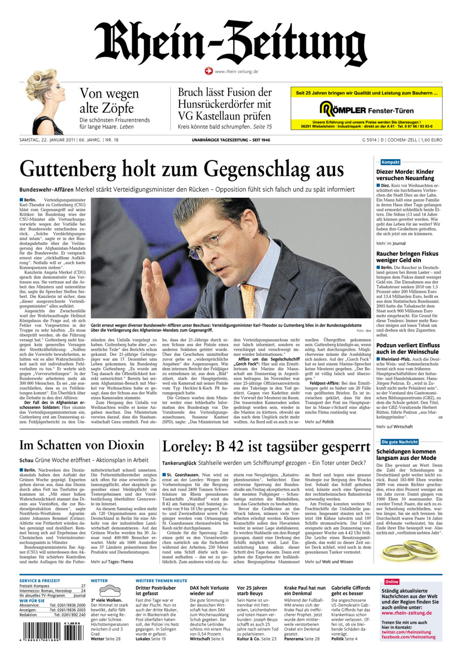 Rhein-Zeitung Kreis Cochem-Zell vom Samstag, 22.01.2011