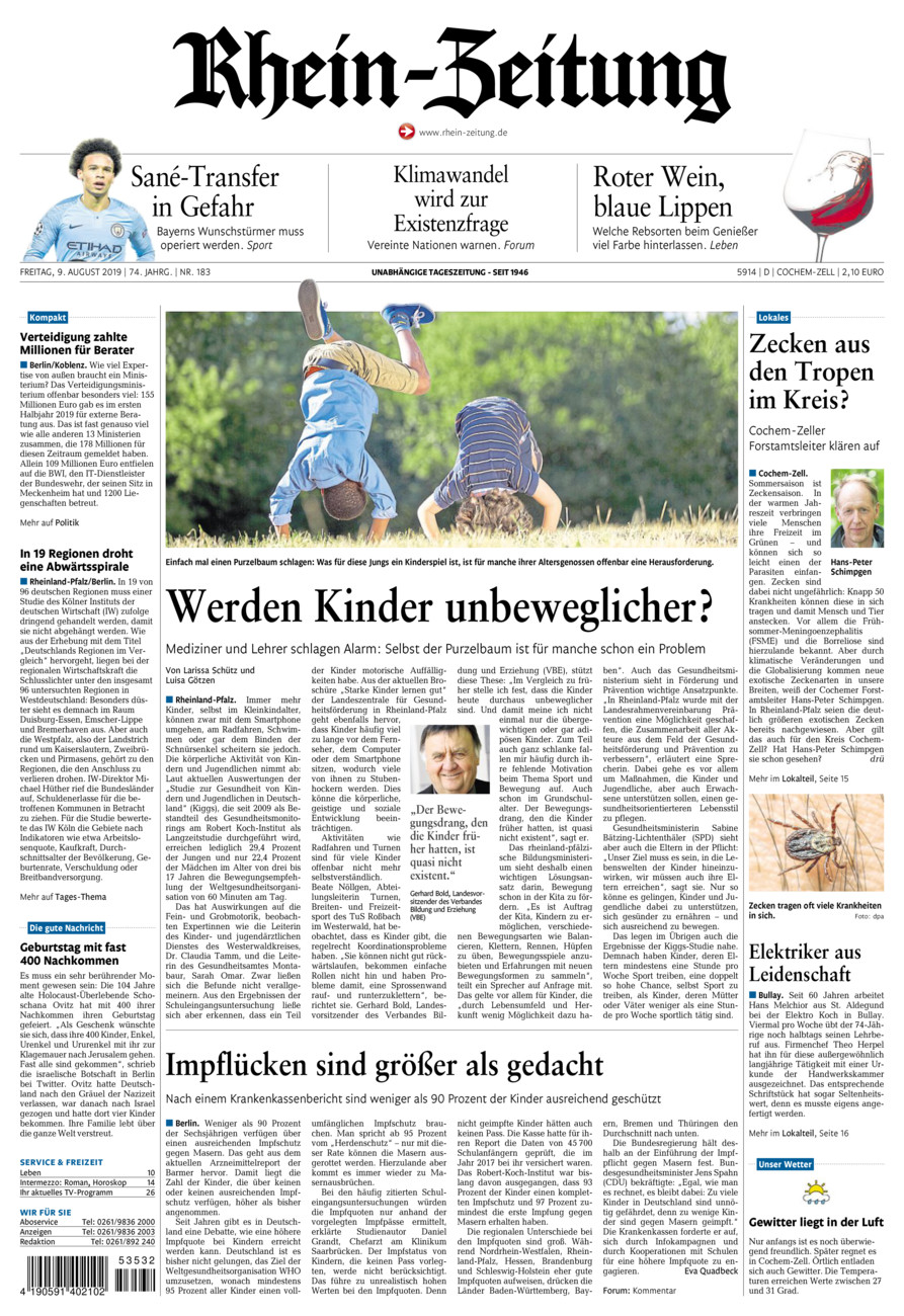 Rhein-Zeitung Kreis Cochem-Zell vom Freitag, 09.08.2019