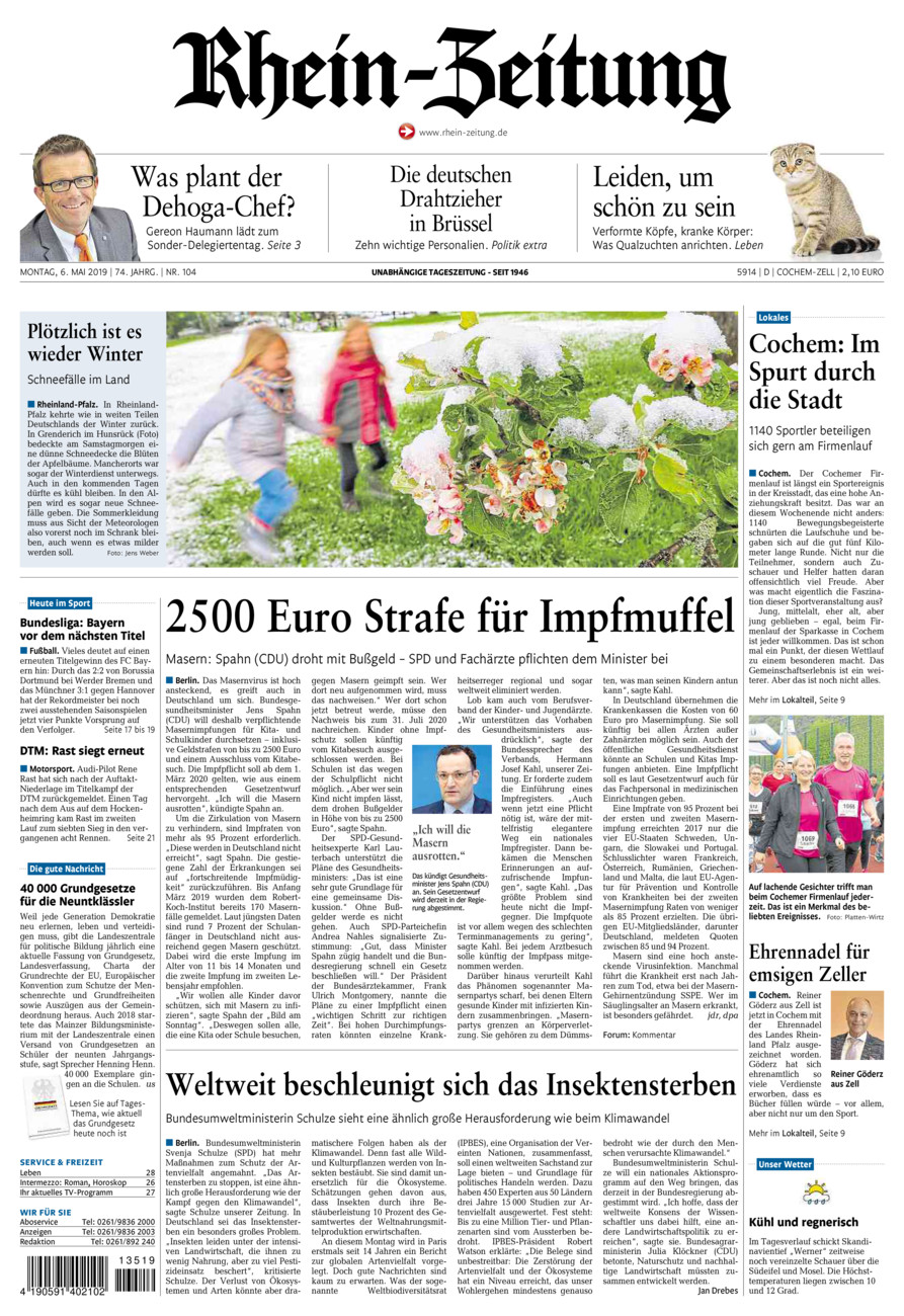 Rhein-Zeitung Kreis Cochem-Zell vom Montag, 06.05.2019
