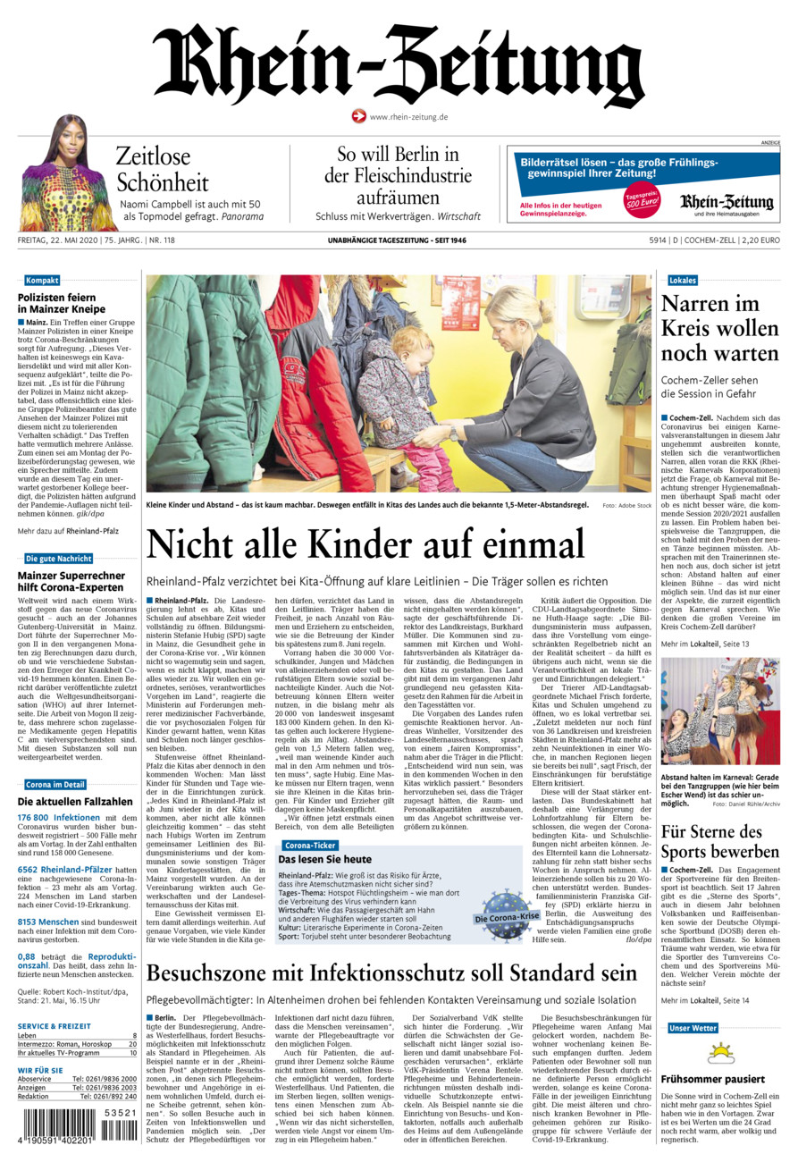 Rhein-Zeitung Kreis Cochem-Zell vom Freitag, 22.05.2020