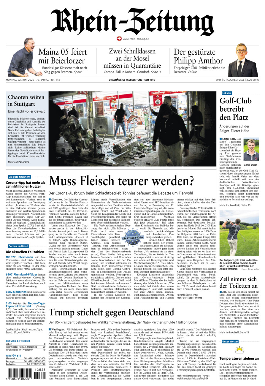 Rhein-Zeitung Kreis Cochem-Zell vom Montag, 22.06.2020