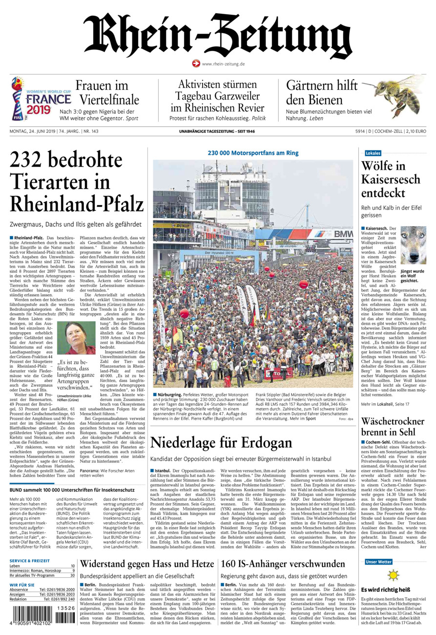 Rhein-Zeitung Kreis Cochem-Zell vom Montag, 24.06.2019