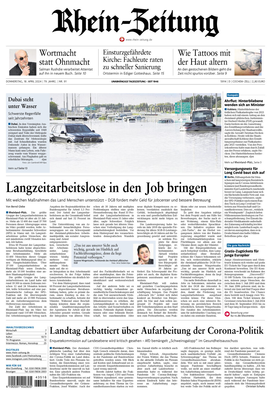 Rhein-Zeitung Kreis Cochem-Zell vom Donnerstag, 18.04.2024