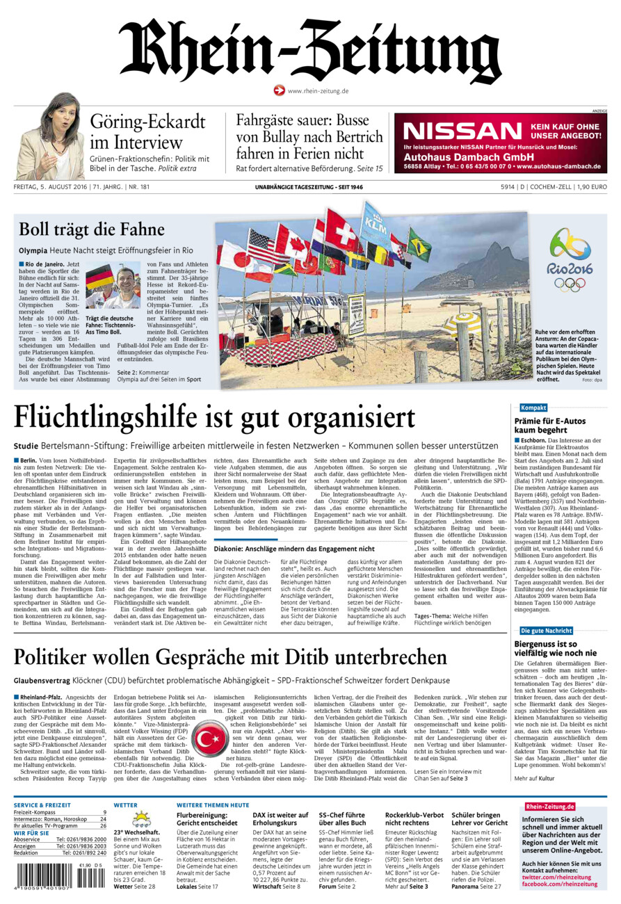 Rhein-Zeitung Kreis Cochem-Zell vom Freitag, 05.08.2016