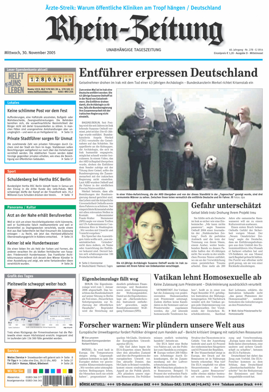 Rhein-Zeitung Kreis Cochem-Zell vom Mittwoch, 30.11.2005