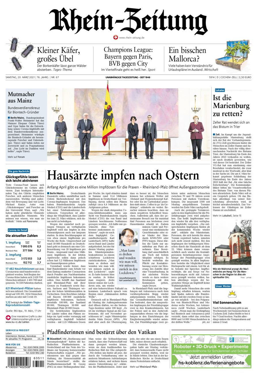 Rhein-Zeitung Kreis Cochem-Zell vom Samstag, 20.03.2021