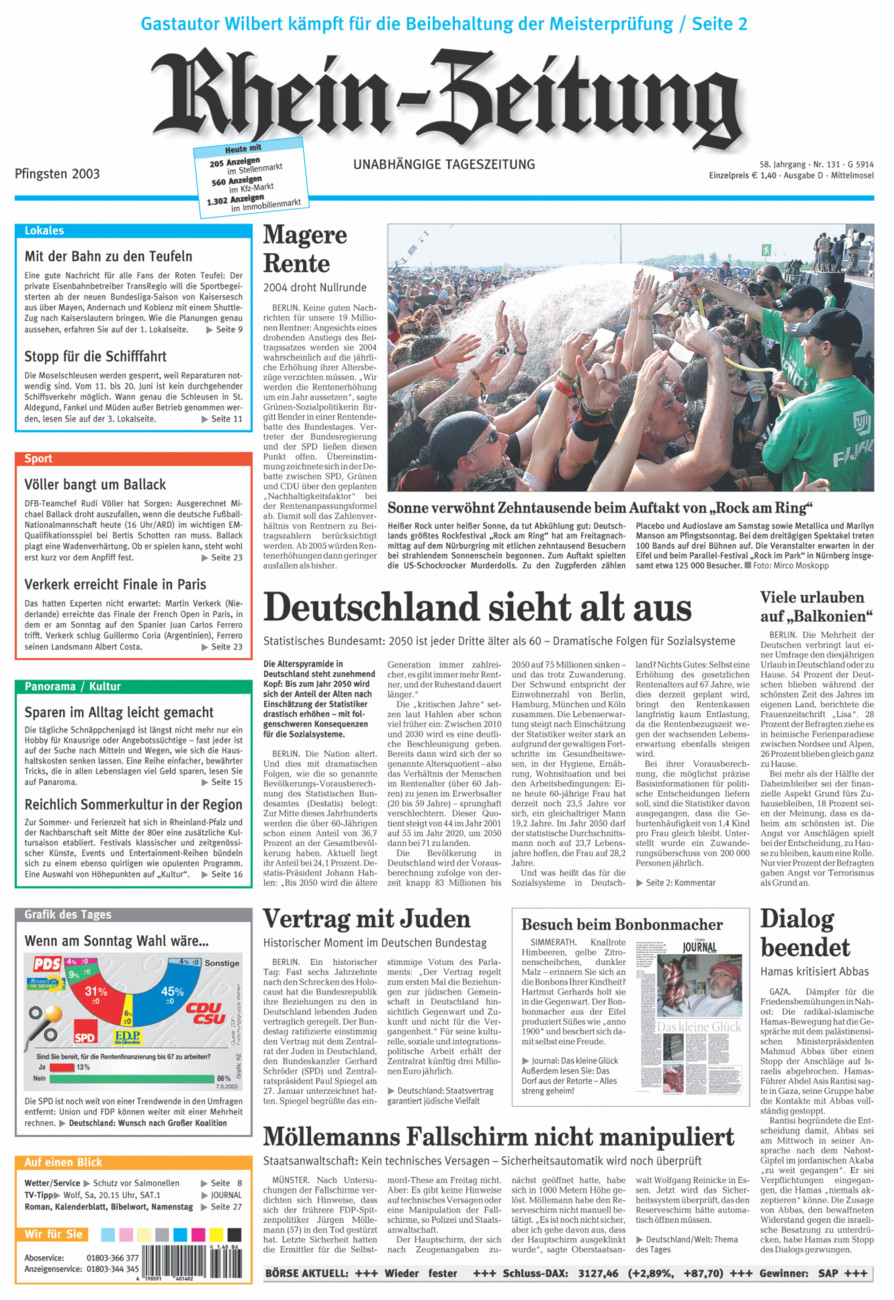 Rhein-Zeitung Kreis Cochem-Zell vom Samstag, 07.06.2003