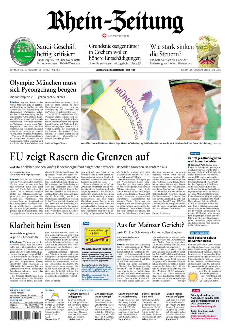 Rhein-Zeitung Kreis Cochem-Zell vom Donnerstag, 07.07.2011