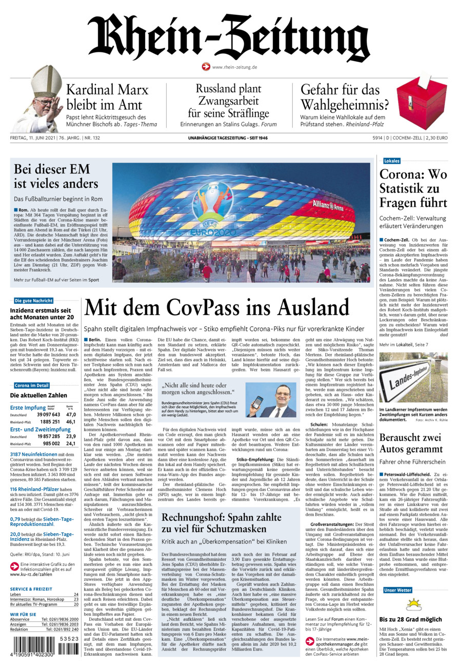 Rhein-Zeitung Kreis Cochem-Zell vom Freitag, 11.06.2021