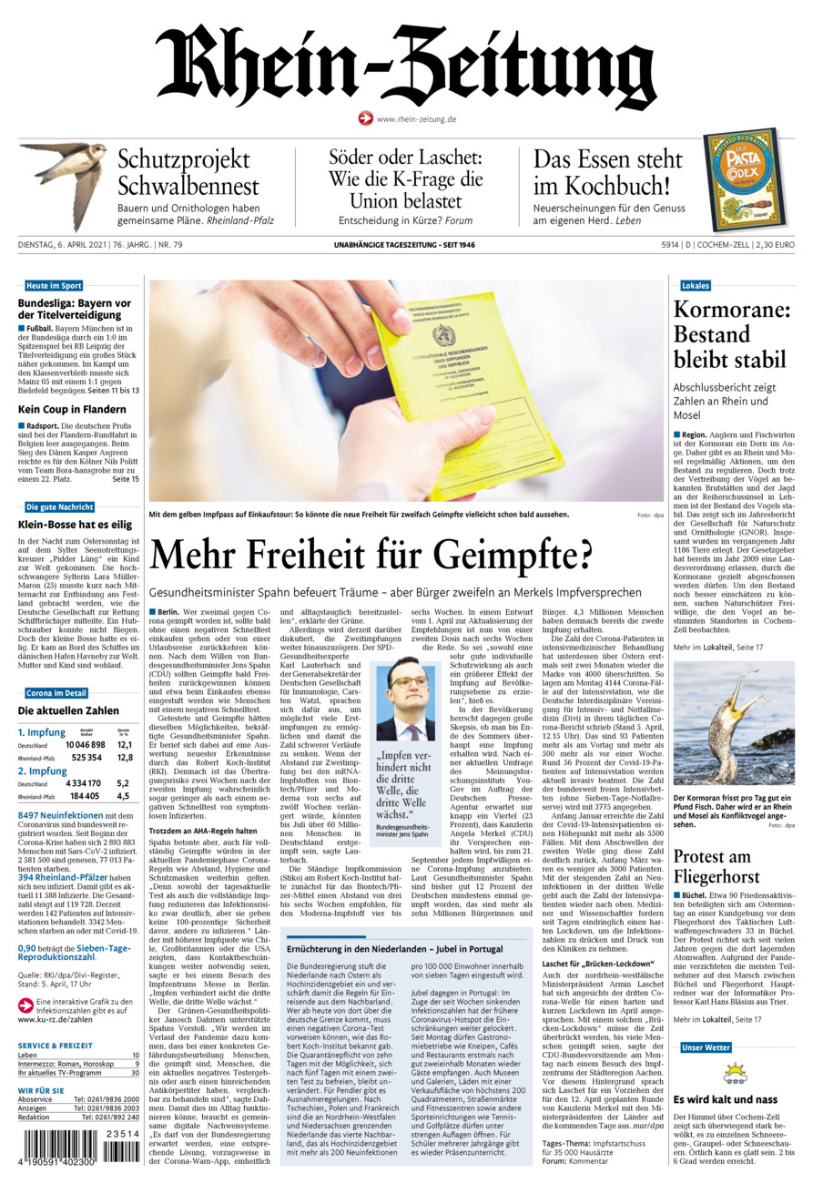 Rhein-Zeitung Kreis Cochem-Zell vom Dienstag, 06.04.2021