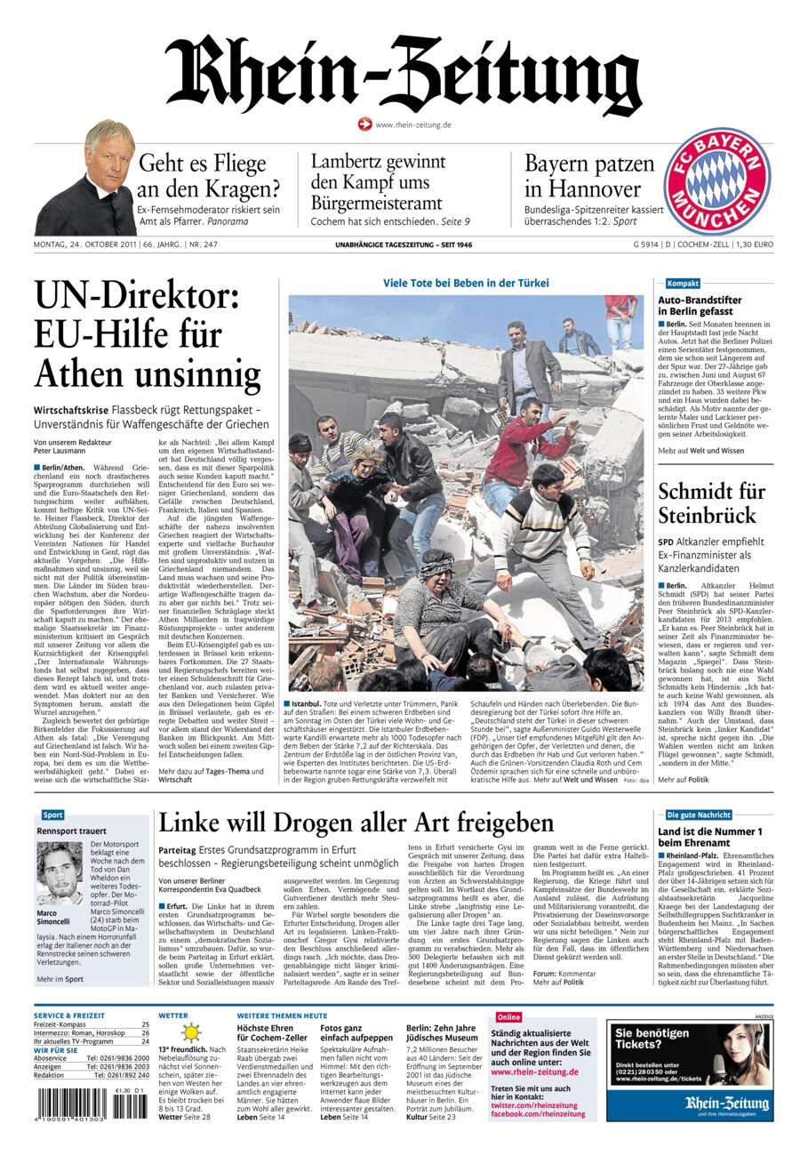 Rhein-Zeitung Kreis Cochem-Zell vom Montag, 24.10.2011