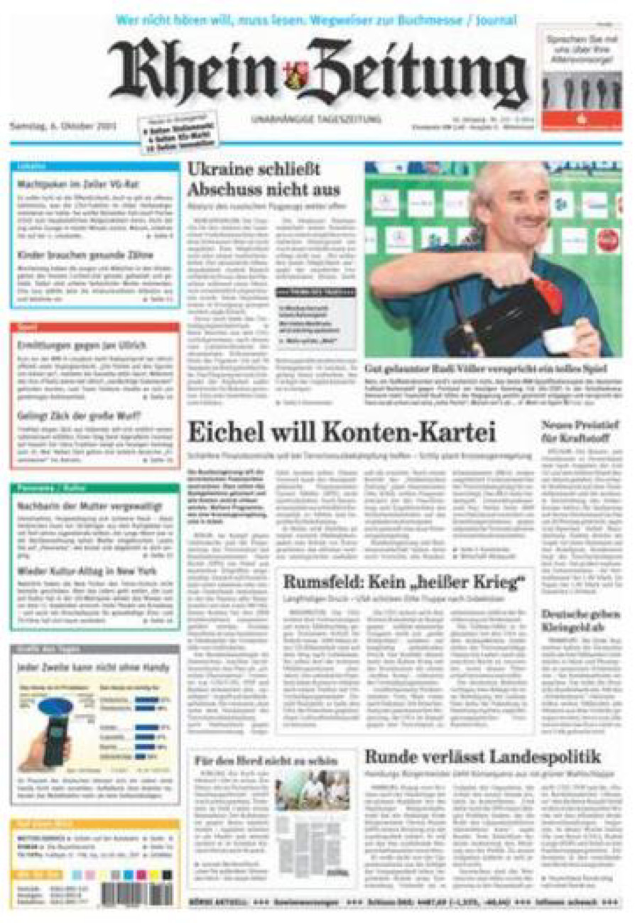 Rhein-Zeitung Kreis Cochem-Zell vom Samstag, 06.10.2001
