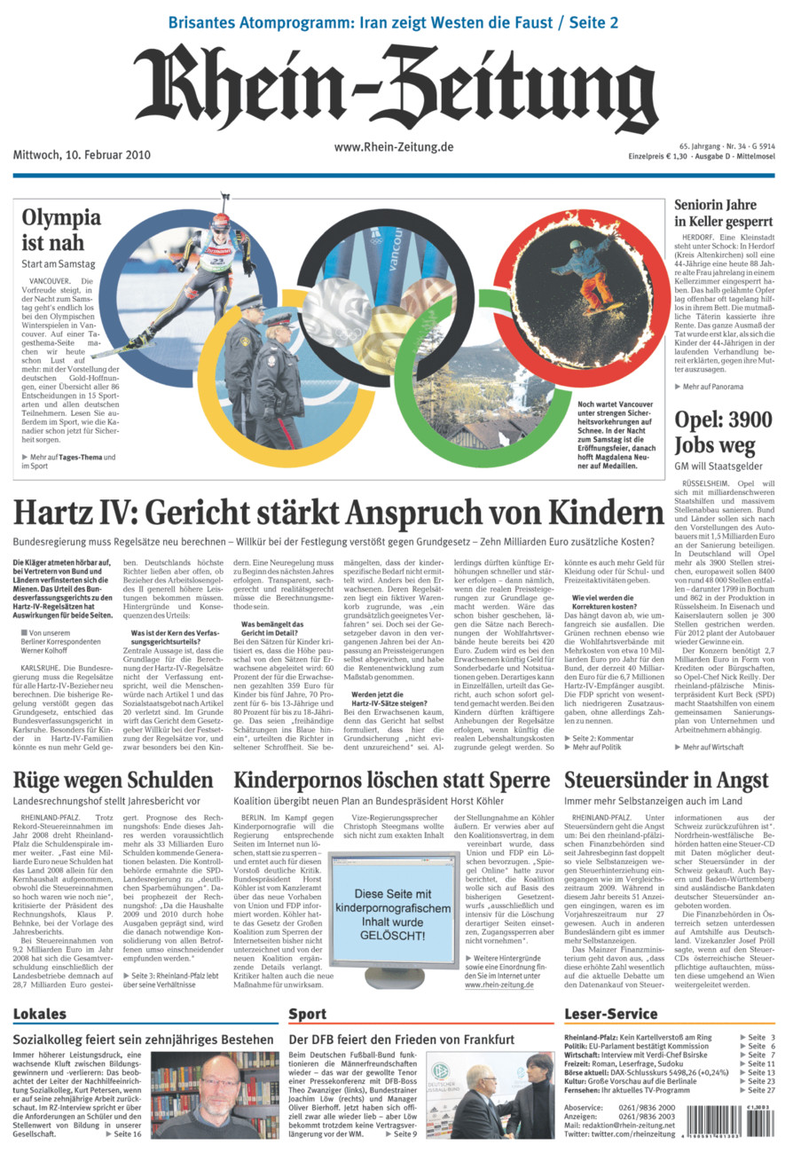 Rhein-Zeitung Kreis Cochem-Zell vom Mittwoch, 10.02.2010
