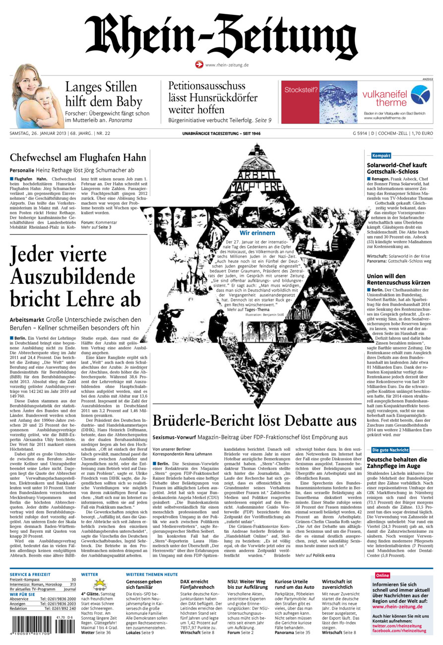 Rhein-Zeitung Kreis Cochem-Zell vom Samstag, 26.01.2013
