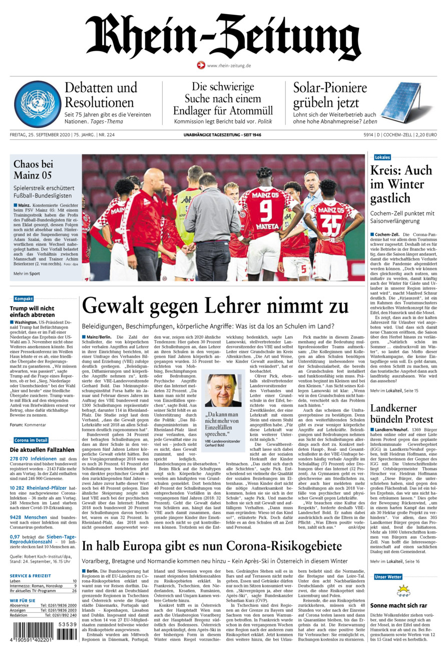 Rhein-Zeitung Kreis Cochem-Zell vom Freitag, 25.09.2020