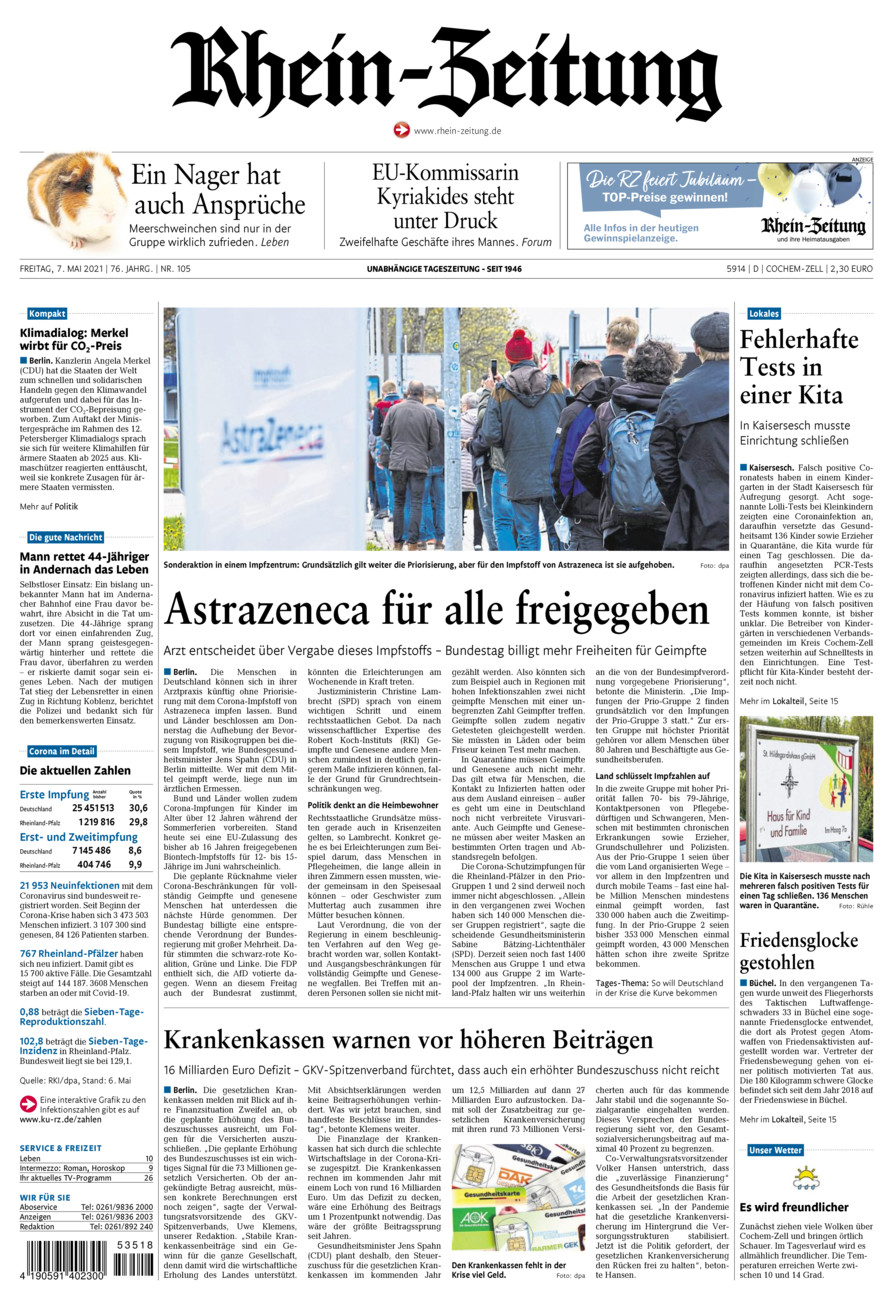Rhein-Zeitung Kreis Cochem-Zell vom Freitag, 07.05.2021