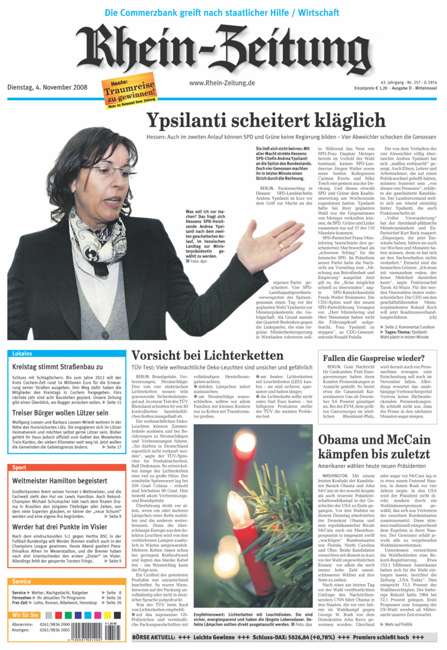 Rhein-Zeitung Kreis Cochem-Zell vom Dienstag, 04.11.2008