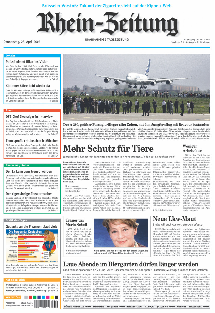 Rhein-Zeitung Kreis Cochem-Zell vom Donnerstag, 28.04.2005