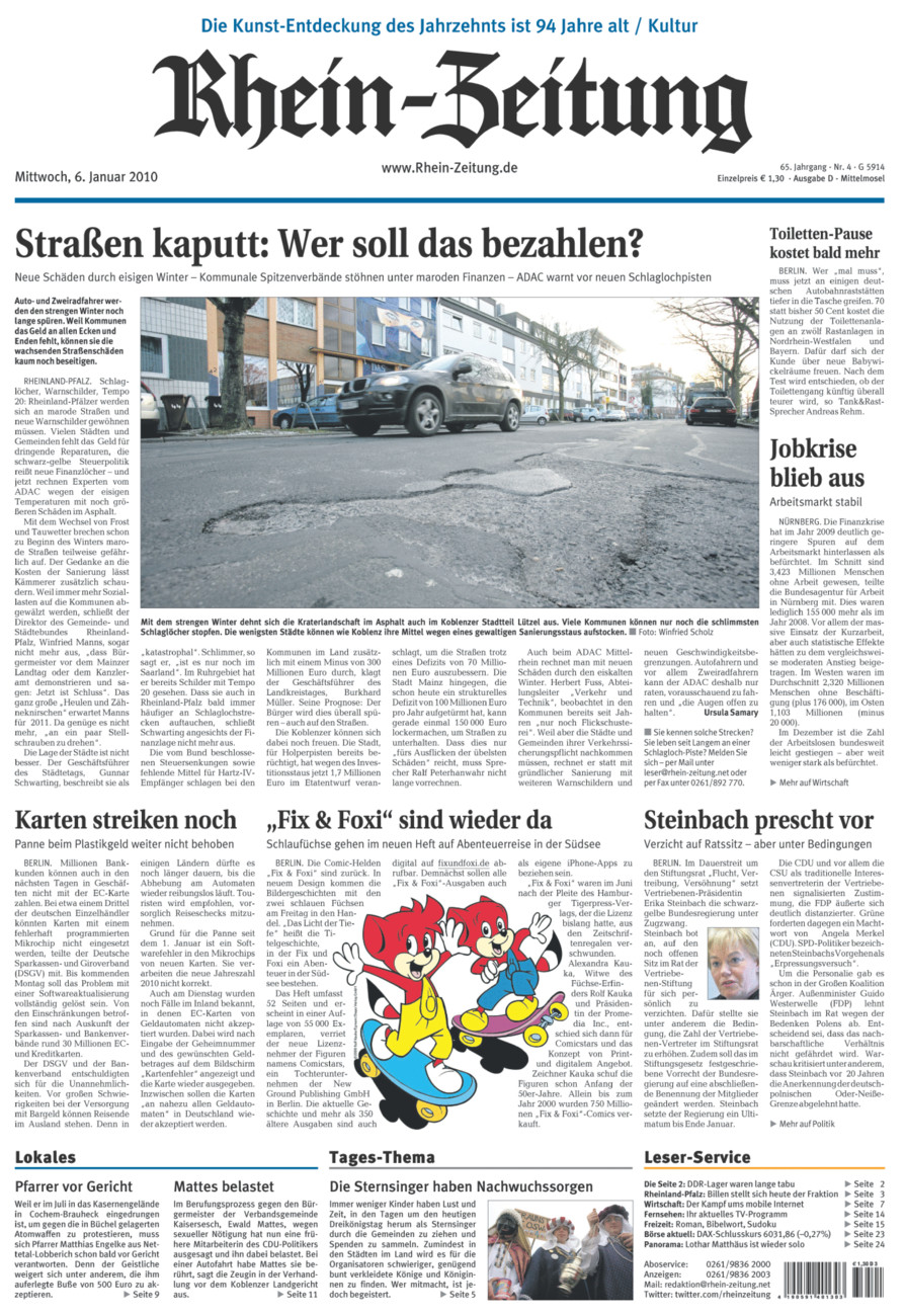 Rhein-Zeitung Kreis Cochem-Zell vom Mittwoch, 06.01.2010