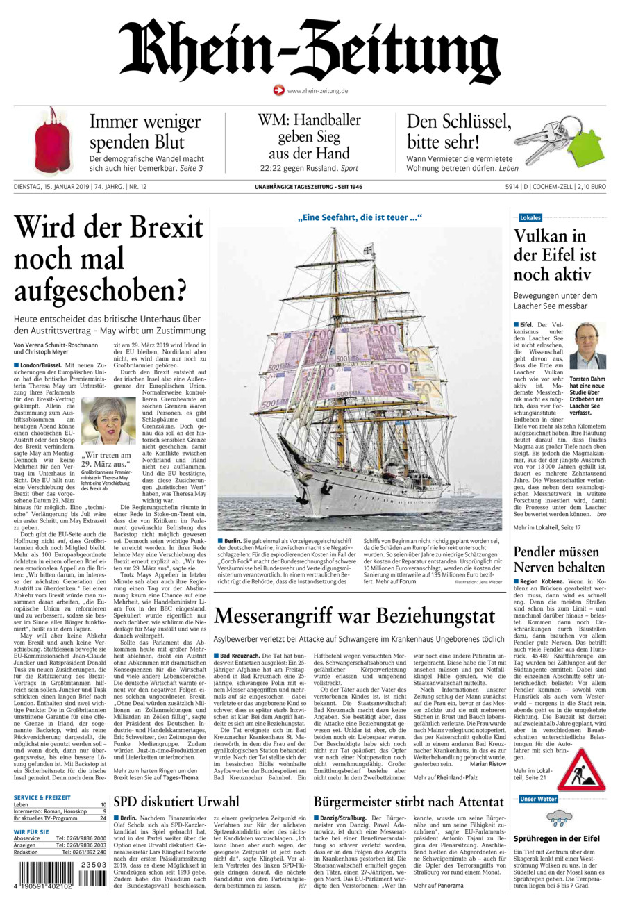 Rhein-Zeitung Kreis Cochem-Zell vom Dienstag, 15.01.2019