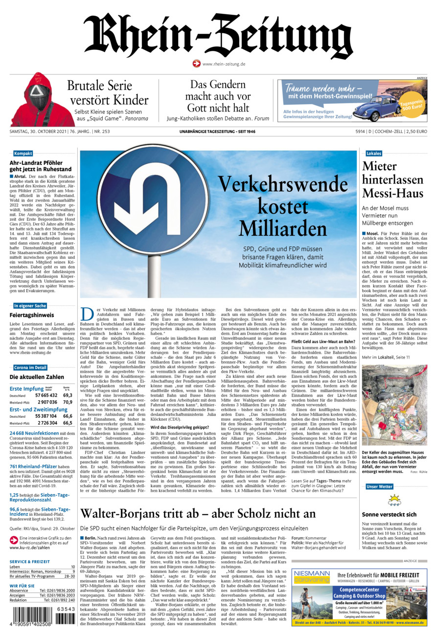 Rhein-Zeitung Kreis Cochem-Zell vom Samstag, 30.10.2021