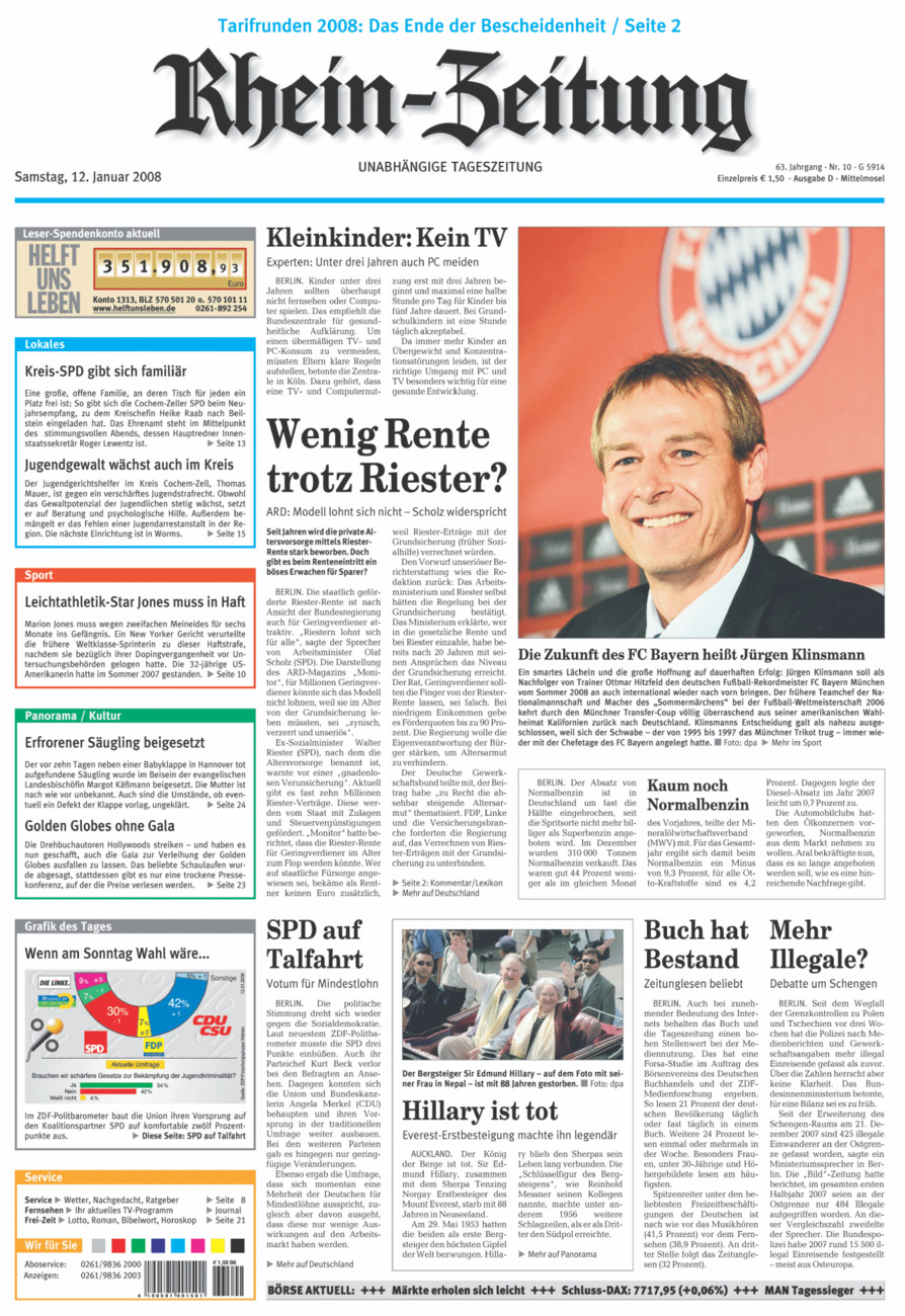 Rhein-Zeitung Kreis Cochem-Zell vom Samstag, 12.01.2008