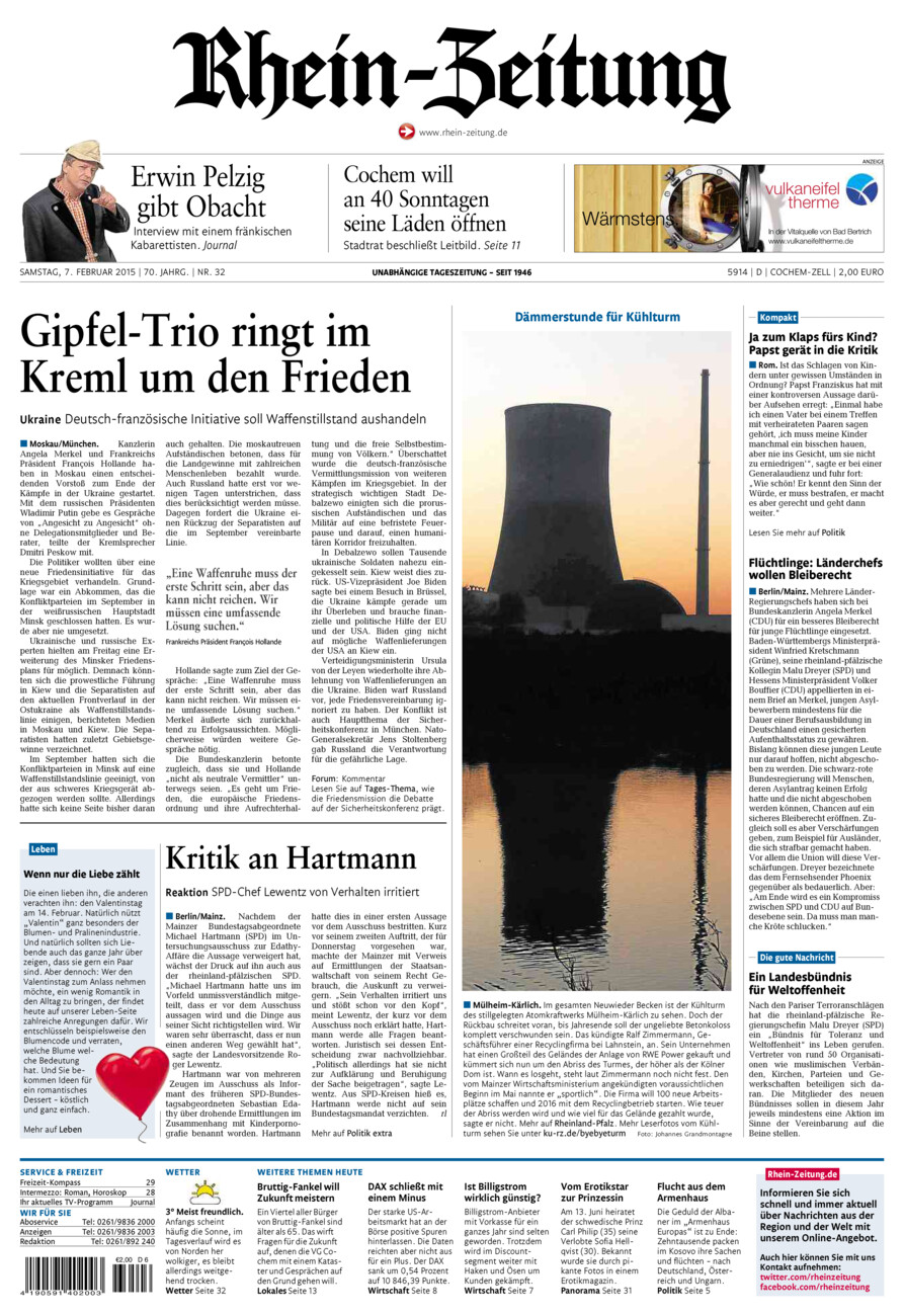Rhein-Zeitung Kreis Cochem-Zell vom Samstag, 07.02.2015