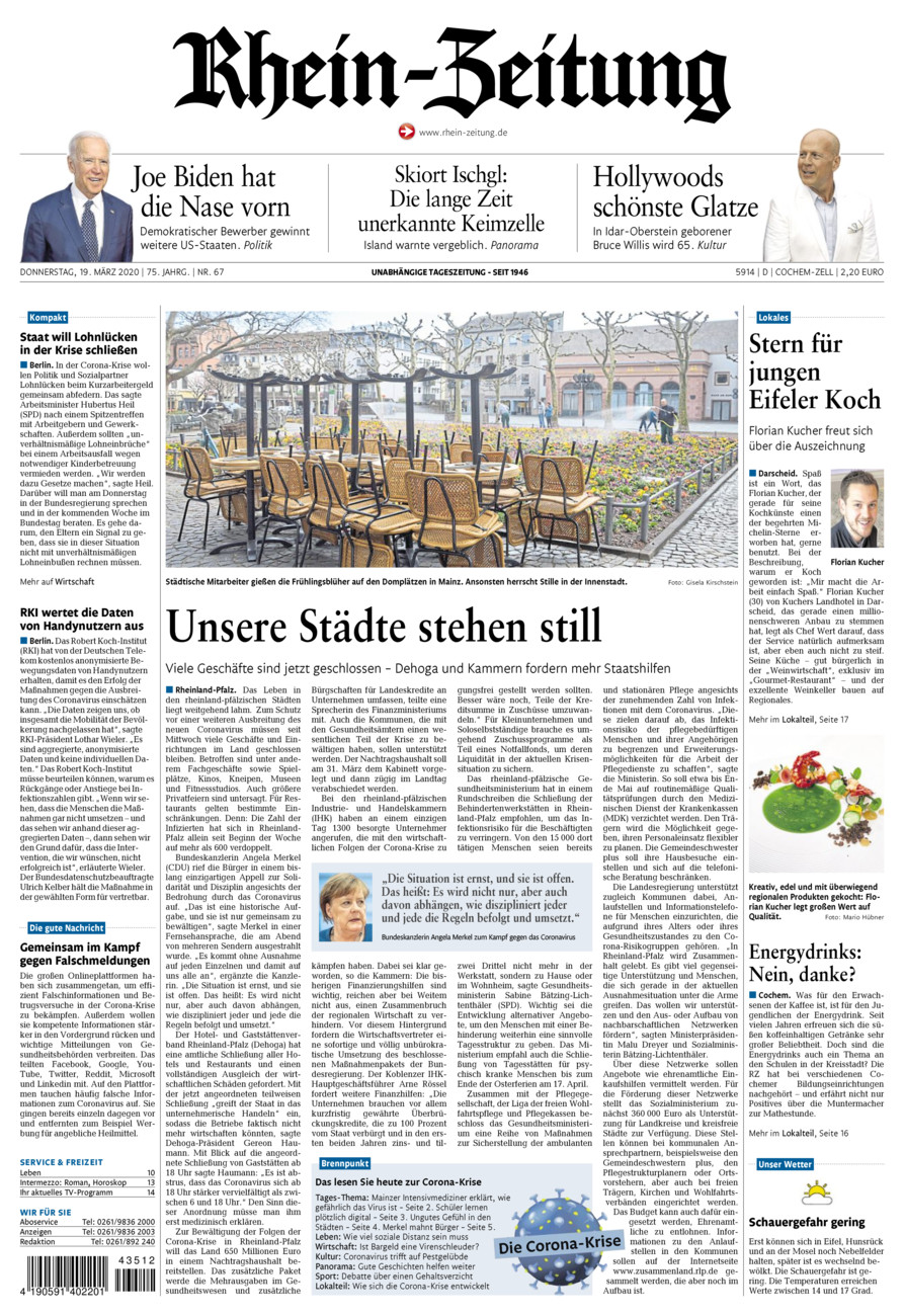 Rhein-Zeitung Kreis Cochem-Zell vom Donnerstag, 19.03.2020