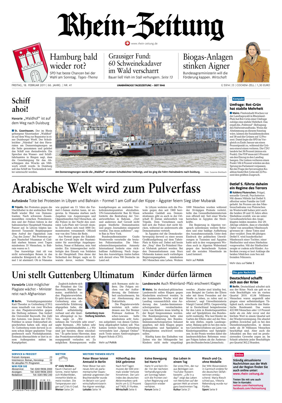 Rhein-Zeitung Kreis Cochem-Zell vom Freitag, 18.02.2011