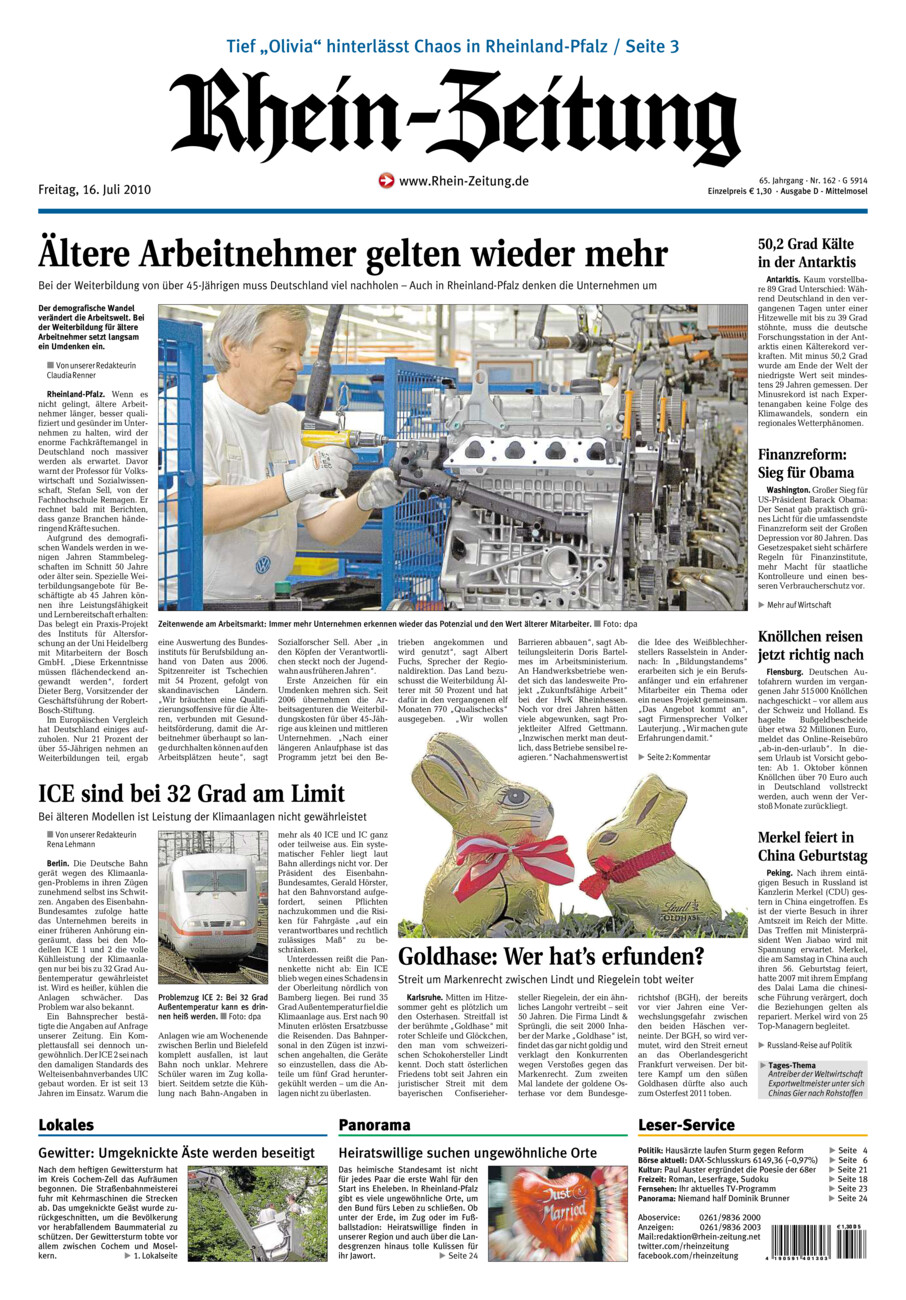 Rhein-Zeitung Kreis Cochem-Zell vom Freitag, 16.07.2010