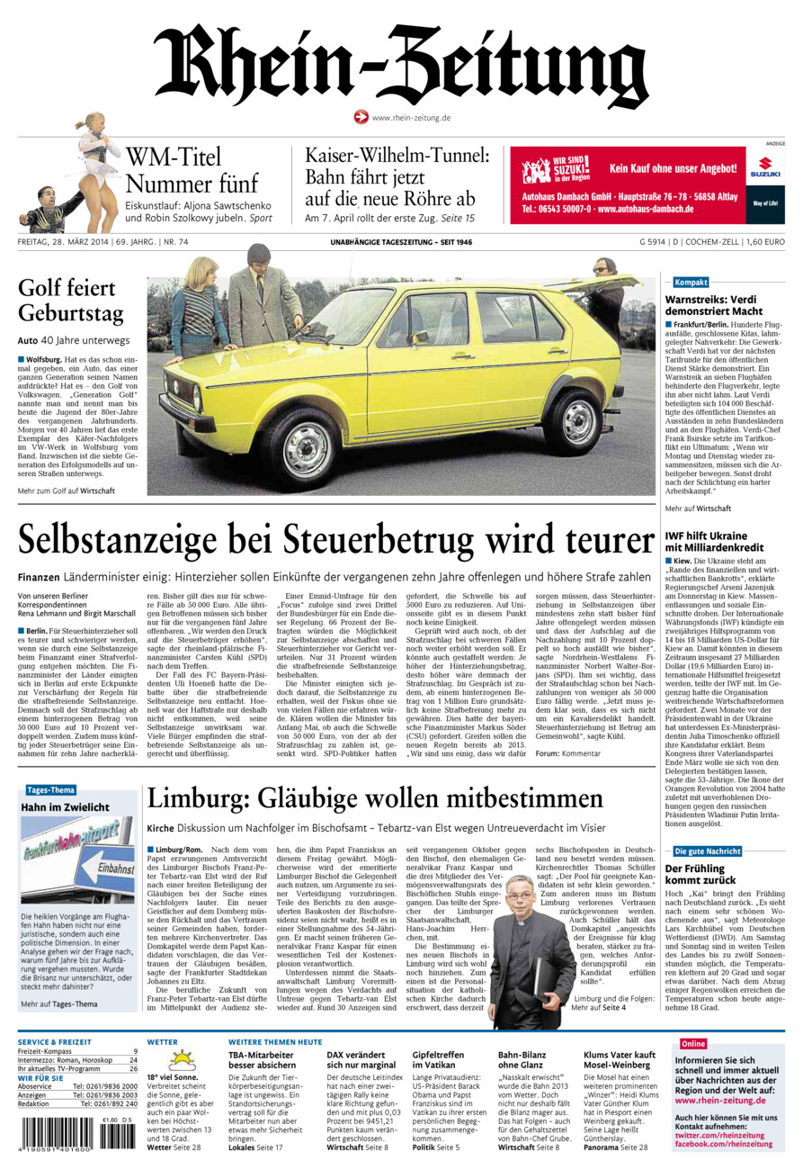 Rhein-Zeitung Kreis Cochem-Zell vom Freitag, 28.03.2014