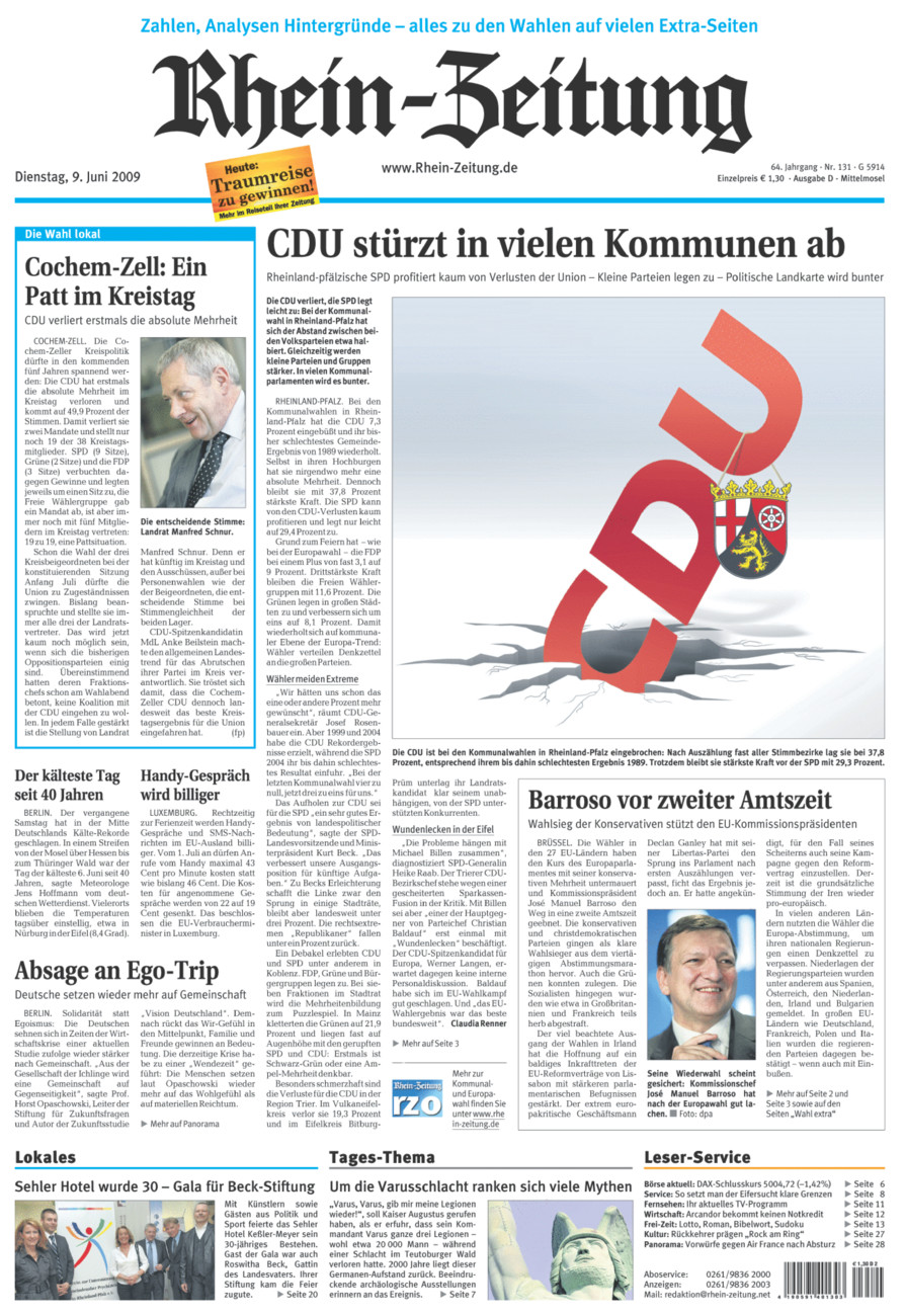 Rhein-Zeitung Kreis Cochem-Zell vom Dienstag, 09.06.2009
